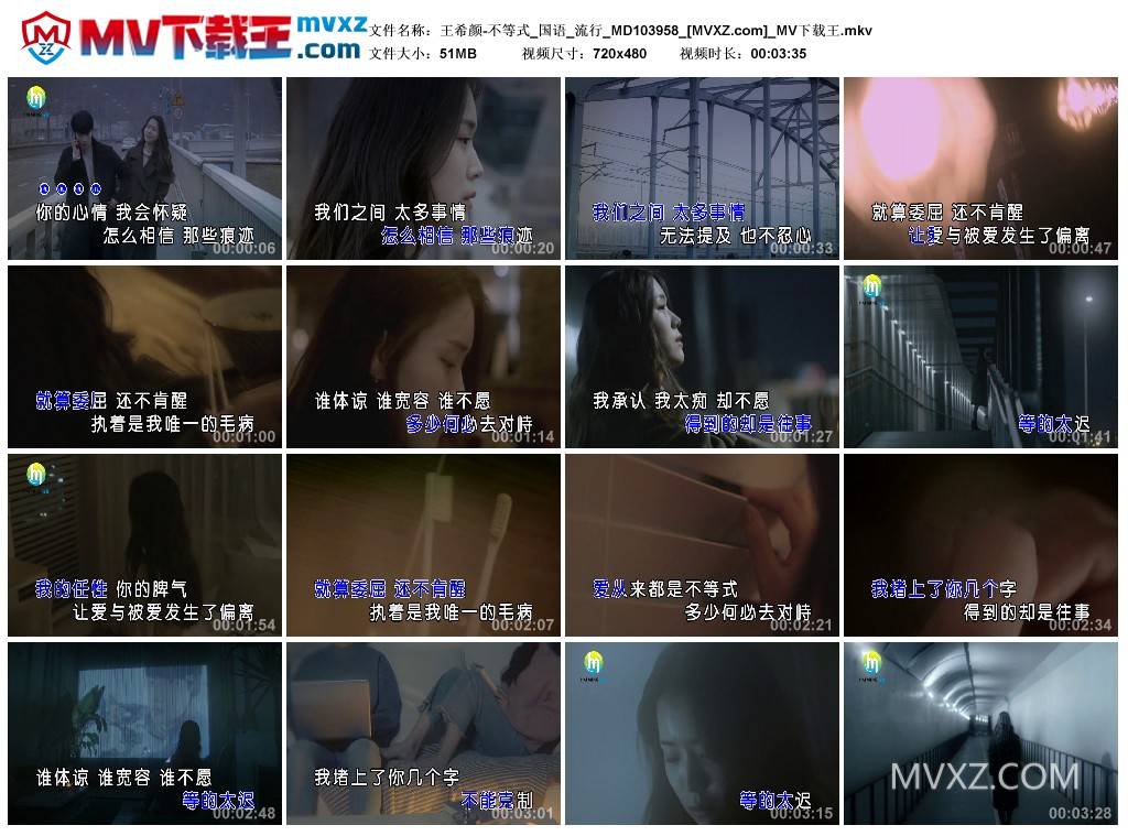 王希颜-不等式_国语_流行_MD103958